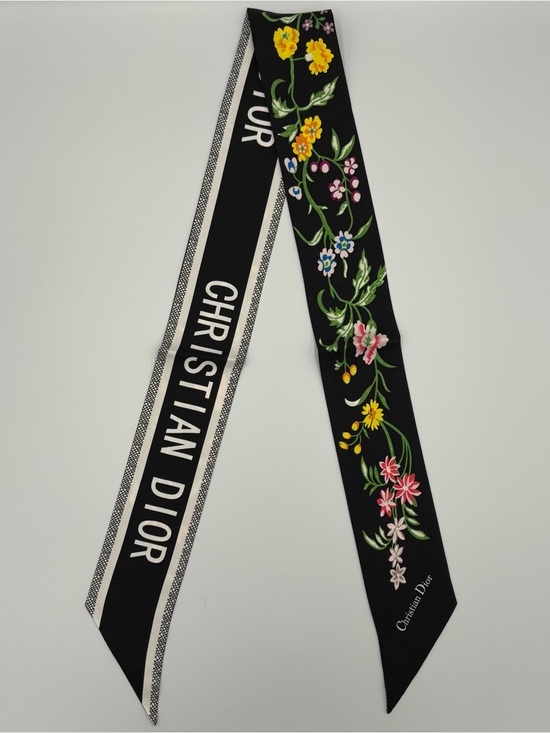 Dior Accessories - Christian Dior D-Floral Mitzah Silk Scarf Black Multicolor Botanical